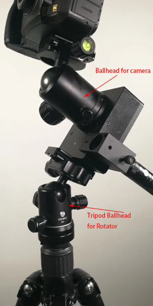 Ball head to connect camera onto Star Tracker